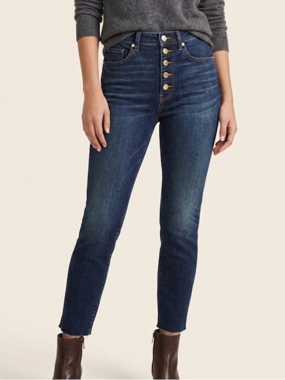Veronica Beard Debbie high-rise ankle jeans in an indigo wash